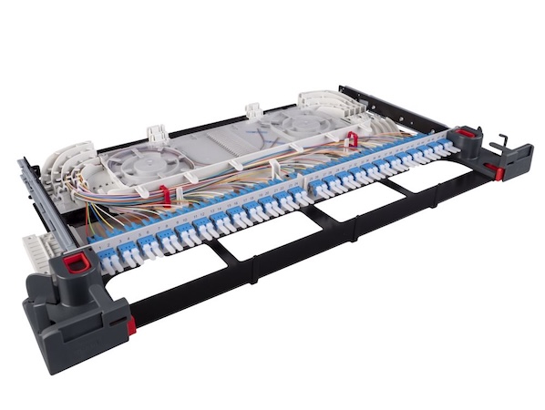 Оптический модуль 3/4U ODF PRIME  FTU, левый ввод, 24 порта LC дуплекс PC, одномод, раскладка волокон по DIN